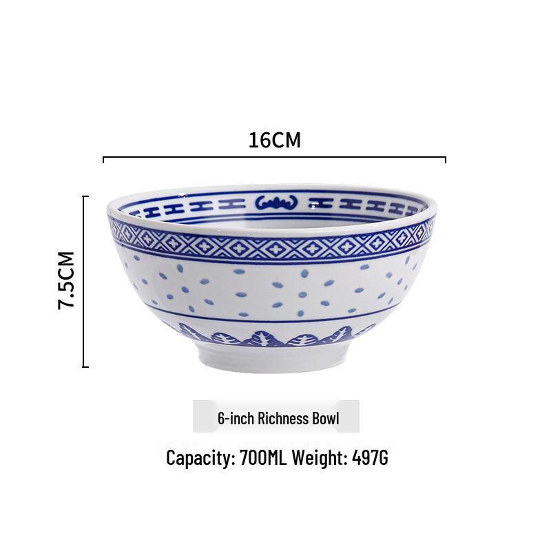 Exquisite Blue and White Retro Porcelain Bowl Set for Hotel and Home Use