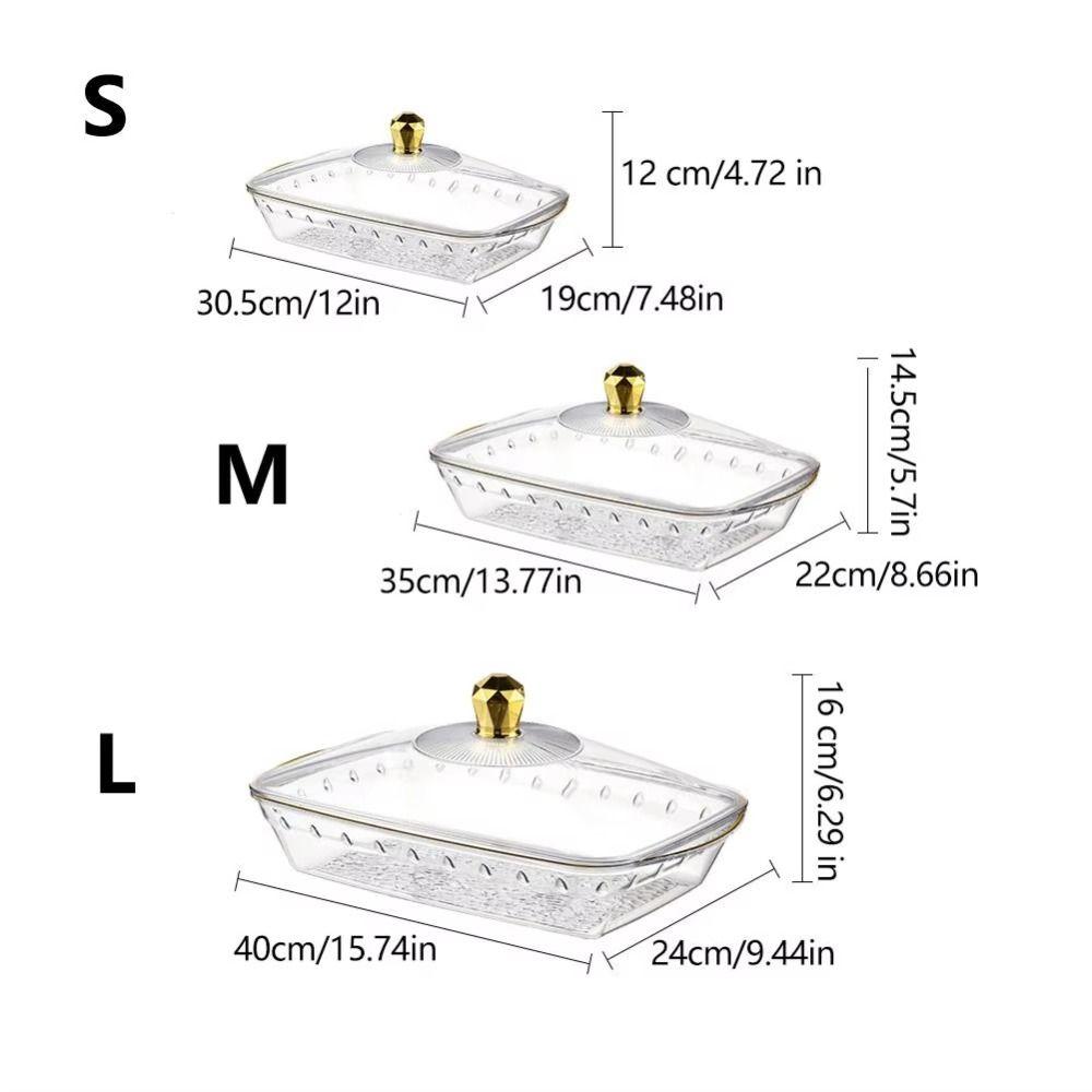 Transparent Buffet Food Tray Drop-proof Large Capacity Fruit Tray with Lid Food Storage Organizer