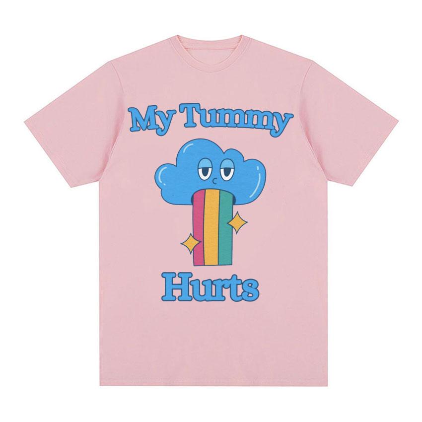 

Забавные футболки «Мой живот болит» для мужчин и женщин, винтажная футболка с героями мультфильмов, модная повседневная футболка большого размера с короткими рукавами, уличная одежда
