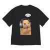 Urocza Koszulka z Krótkim Rękawem Hamster Słuchawki Graficzny T-shirt Zabawny Mem Miłośnika Muzyki Prezent Góra Koszulki Stylowa i Wszechstronna Minimalistyczna
