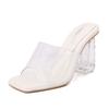Transparent Thick Heel High Heel Cool Slippers Large Size High Heels Summer New Fish Mouth Drag Huidong Women's Shoes