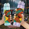 1PC African Girl Colorful Turban Print 750ml Color Plastic Sports Water Bottle Leakproof Flip Straw Lid Suitable for Sports Office Home Use
