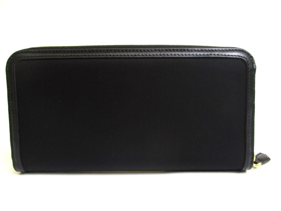 Portofel autentic PRADA din piele neagră din nailon auriu H/W rotund cu fermoar #a570 recondiționat