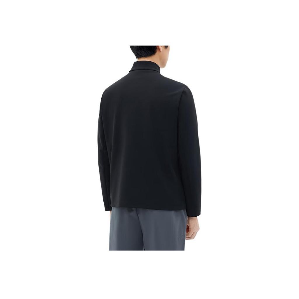 Anta Plain Stand Collar Running Knitted Sports Jacket Men Jacket Basic-Black 152417743S-3