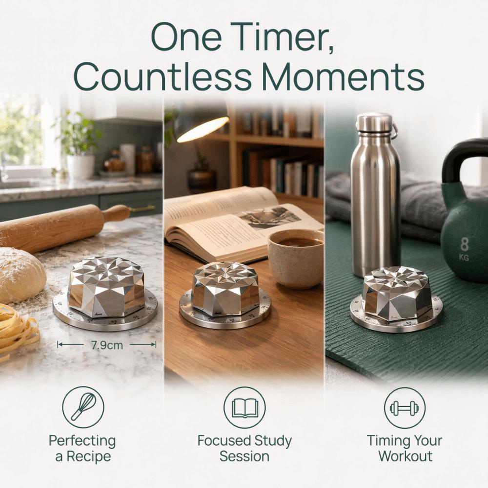 Stainless Steel ABS Kitchen Timer Silver Countdown Timer Durable Mechanical Timer Kitchen Office