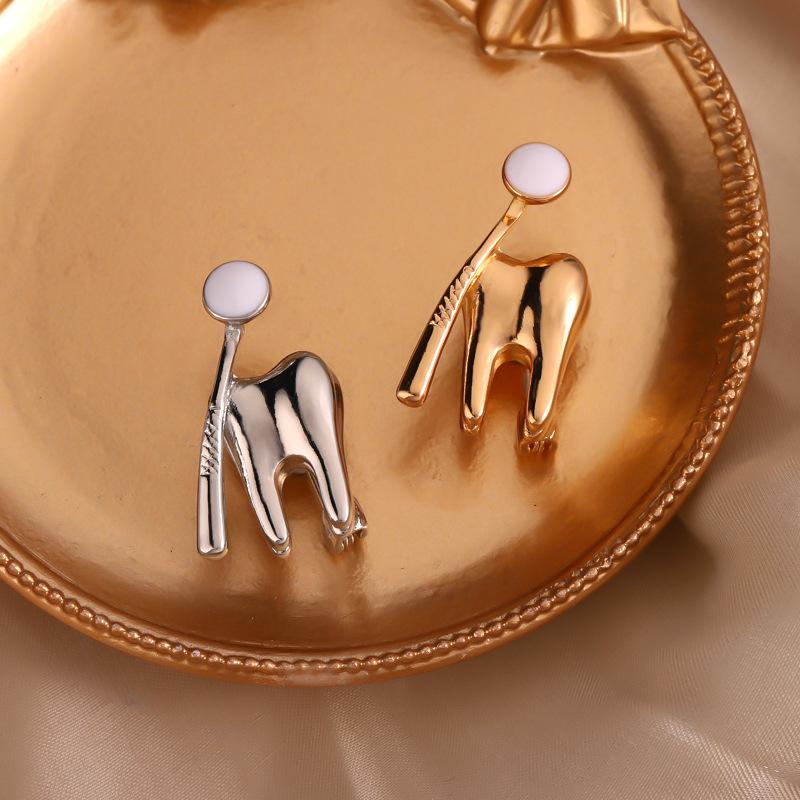 Zinc Alloy Tooth Shape Brooch Enamel Geometric Dentist Nurse Enamel Pins Backpack Badge Korean Style Clothing Accessories