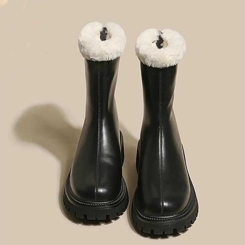 Winter Women Warm Plush Ankle Boots Comfort Non Slip Big Size Shoes Concise Cotton Short Botas De Mujer