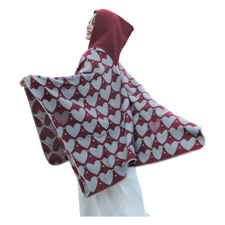 Knitted Split Shawl Thermal Hooded Cape Cape Knitted Shawl Women