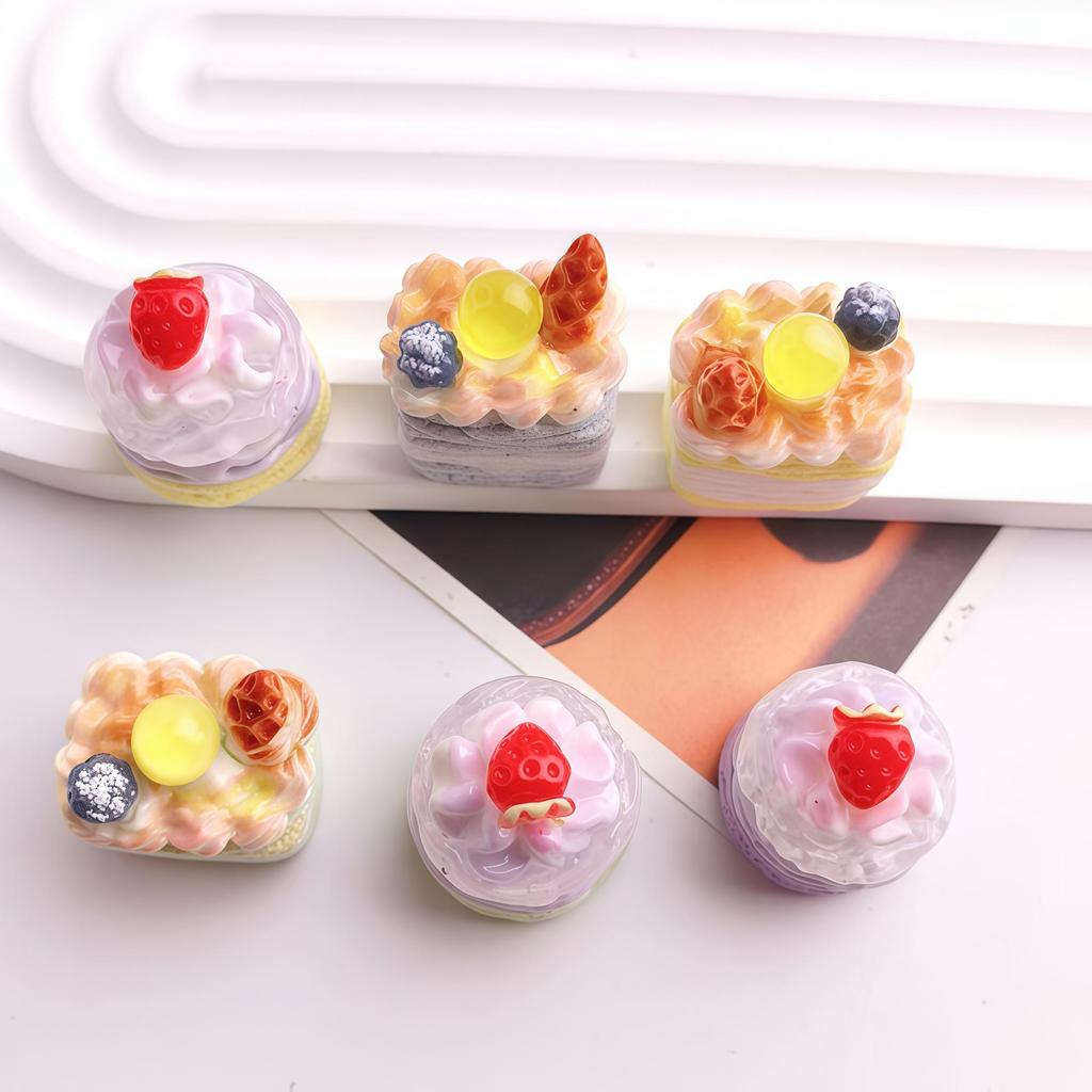 3D Miniature Resin Fruit Cake Ornaments - DIY Jewelry & Shop Toy