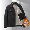 Men's 2024 Retro Denim Jacket - Trendy Lapel, Fleece Lined, Multi-Pocket, Plus Size, Autumn/Winter Outerwear