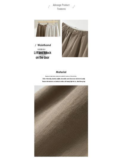 Women's Linen Wide-Leg High-End Curve Pants, Breathable Elastic Waist, Spring/Summer Style