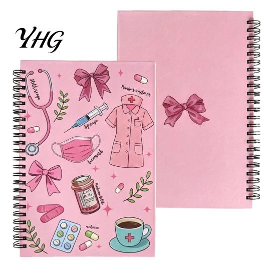 School Writing Notebook Medical Themed Coil Notebook, Double Cover Design Thick Ink-proof Paper Notepad, Spiral Bound Journal for Nursing Students And