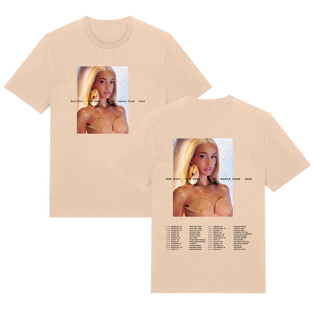 BAD GYAL MAS CARA World Tour 2026 T Shirts High Quality Cotton Short Sleeve Women Men Fashion Graphic Print Cothing Comfort Tees
