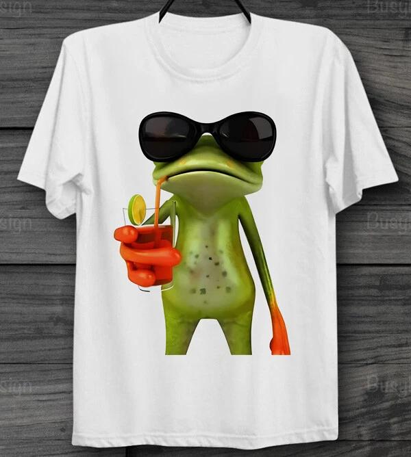 

Frog Funny Cocktail Hipster 100% Cotton T-shirt Mens Tees Top Poster Men s Ladies S