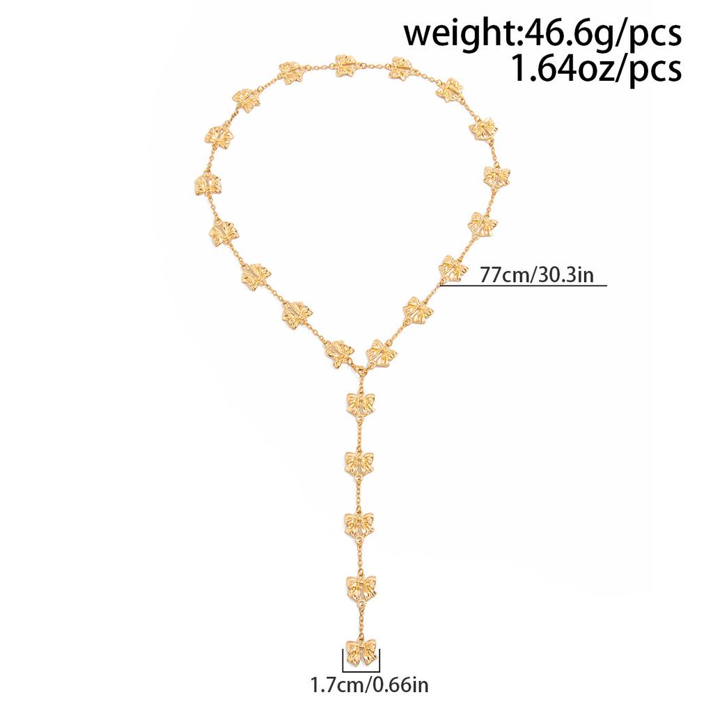 Temperament Fashion Bow Cross Necklace Simple Imitation Pearl Tassel Long Section Collarbone Chain