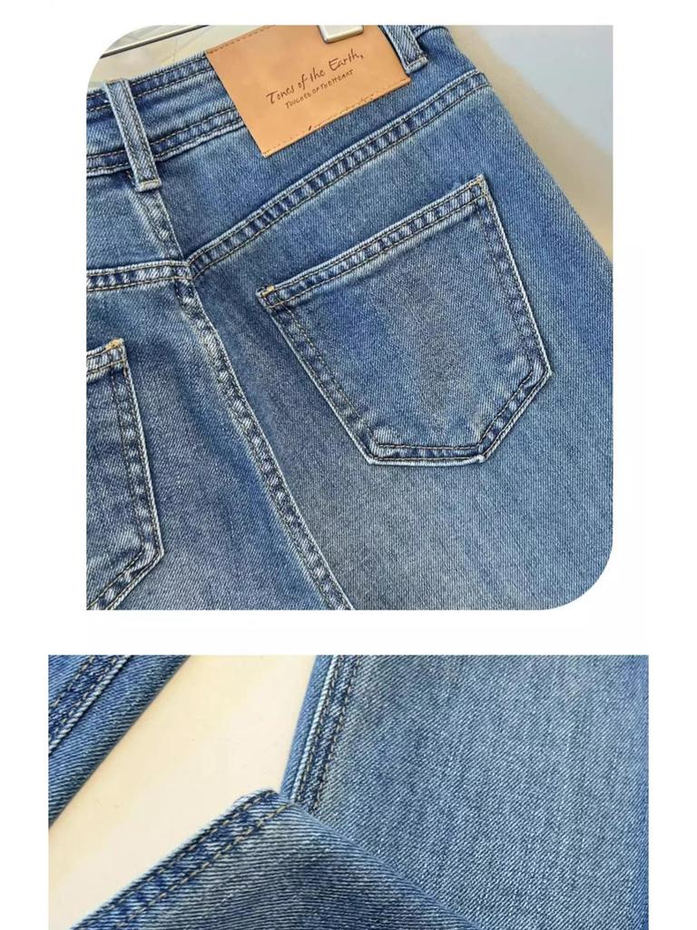Women's Retro Wide Leg Jeans: Spring & Autumn 2025 Petite Draping Nine-Point Loose Straight Leg Pants
