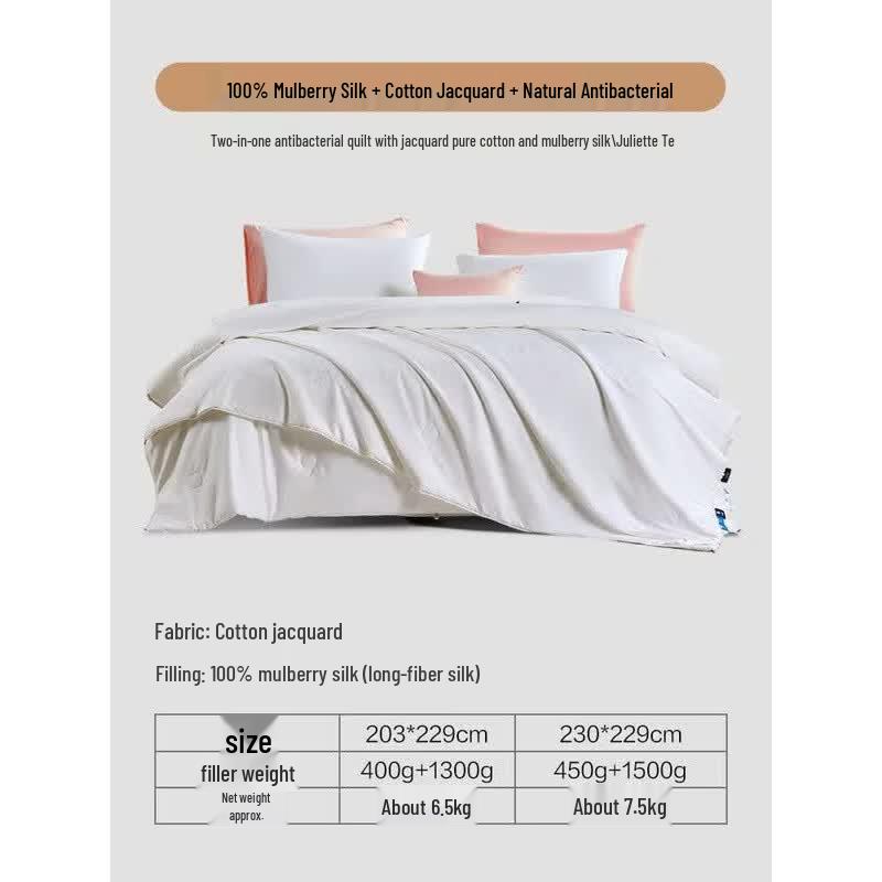FUANNA Pure Cotton Jacquard Mulberry Silk 2-in-1 Duvet Insert