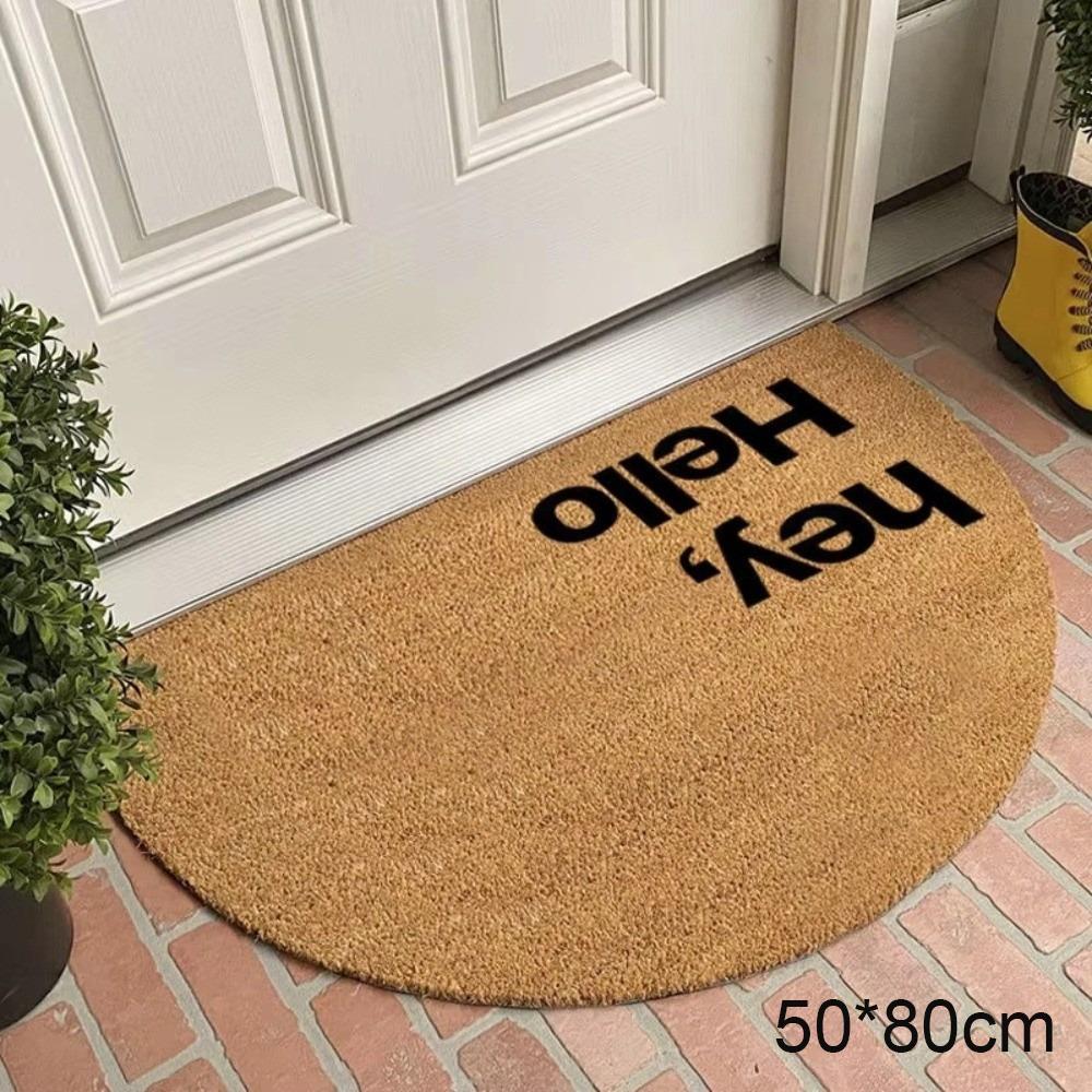 

Durable Imitation Coconut Palm Floor Mat Semi-circle Shape Non-slip Doormat Easy Clean Washable Bathroom Rug Entrance Door