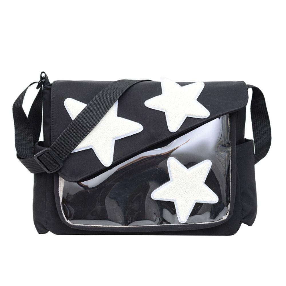 

Y2k Pentagram Shoulder Bag Canvas Nylon Student School Bag Vintage Star Crossbody Bag Girl червоний