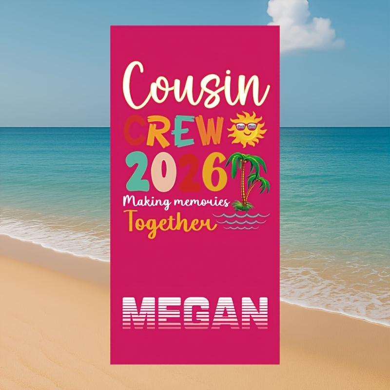 Personalized Crew Beach Towel Custom Name/Logo Oversized Microfiber Towel Summer Gift for Family Reunion, Vacation, Pool Party