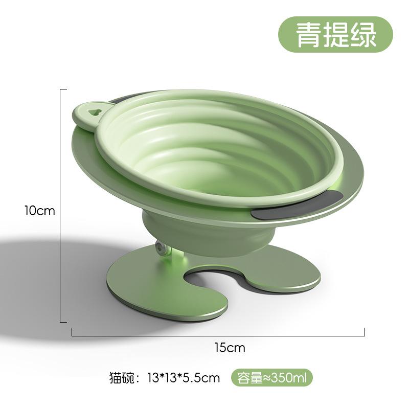 

Держатель миски для кошки, креативный регулируемый контейнер для хранения, шампур для кошачьего корма, миска для еды, бытовой, с защитой шеи, портативные складные кормушки для домашних животных зелёный