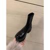 Round Head Rear Zipper Thick Bottom Thin Short Boots Women's Autumn and Winter New Korean Version High Thick Heel Short Tube Muffin Elastic Boots