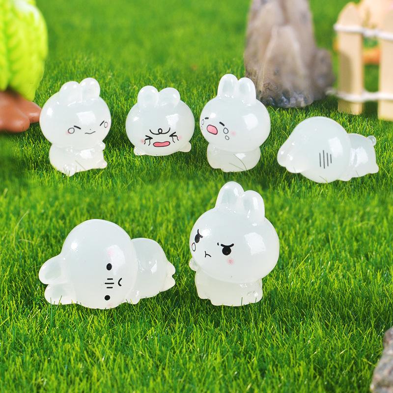 Cute, Glow-in-the-dark Mischievous Little Rabbit Decoration Doll House Landscape Office Home Trinket