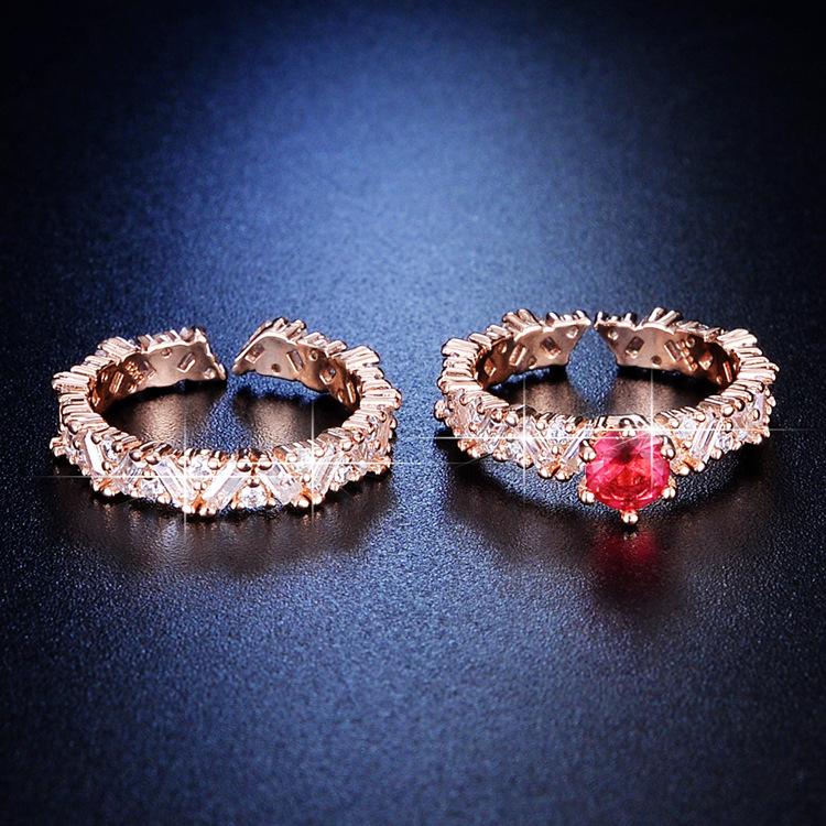 Niche Design Luxury Plated 18k Rose Gold Colored Diamond Set Ring, Micro-set Engagement Ring