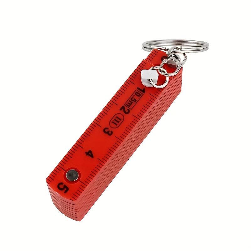 1pc Multifunctional ABS Plastic Folding Ruler, 50cm/19.69in, 10-Fold with Keychain, Compact and Portable, Multi-Purpose Folding Ruler Drawing Tool
