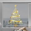 Golden Xmas Decals Creative Wallpaper Atmosphere Decor Christmas Tree Window Stickers  Holiday