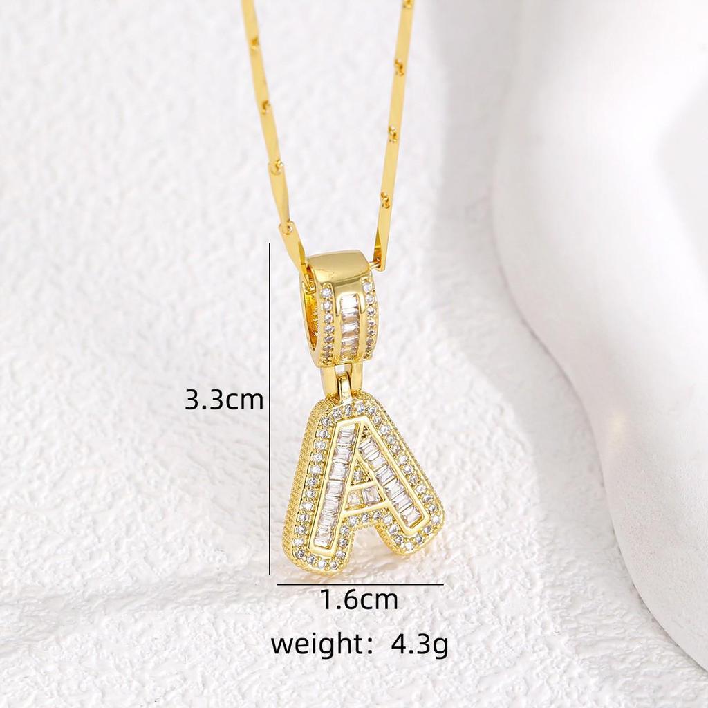 Luxury Zircon Letter & Candy Flower Pendant Necklace with Melon Seed Chain