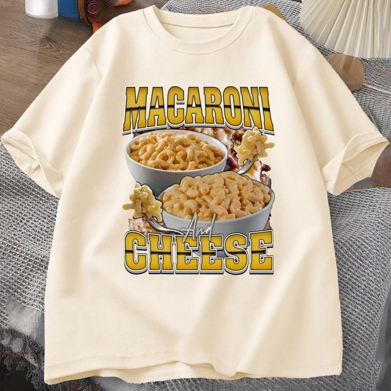Macaroni Cheese Rap Vintage Graphic TShirt Funny Retro Food Lover Tshirt 90s Aesthetic Trendy Y2K Streetwear Tees Clothes