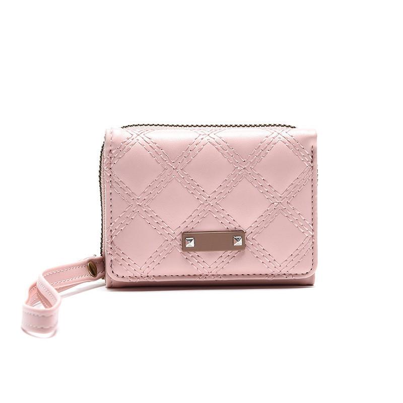 Корейский стиль ПУ кошелек женский короткий абзац маленький свежий ветер студенческая сумка для карт большая вместимость многоцветный внешняя торговля кошелек оптом Pink Red