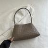 Women's Woven Texture Faux Leather Shoulder Bag, Soft Handbag with Single Strap, Casual Square Crossbody Purse