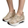 Women's Lace Sequin Embroidered Flat Shoes with Inner Lift for Daily Wear