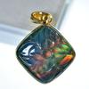 Multicolor 37.55Ct Natural Opal CERTIFIED 18K Gold Plated Square Cushion Pendant MY.PDG-330-NS