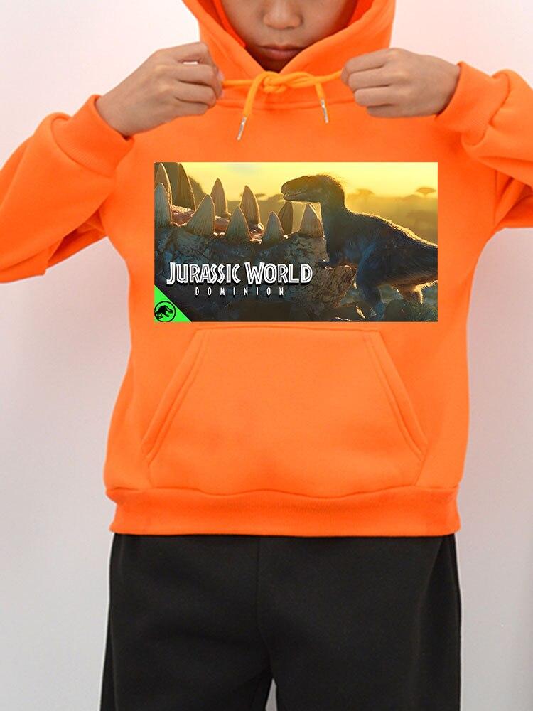

Осенняя толстовка с капюшоном в стиле аниме «Динозавр», одежда для мальчиков, куртка y2k sudadera, флисовая толстовка, пуловер «Мир Юрского периода Dominio», детская одежда для девочек