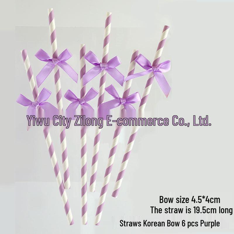 Disposable Paper Straw Bow for Children's Birthday Cupcake Decoration
