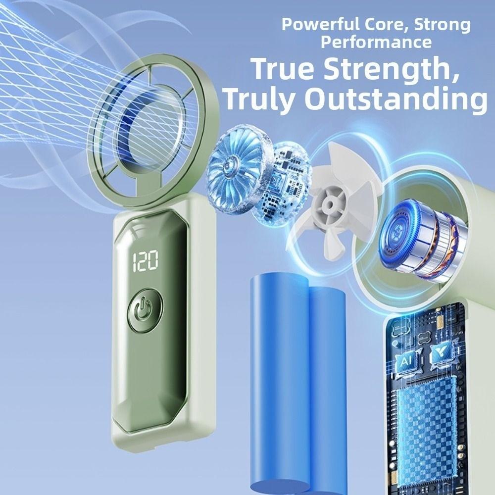 120 Adjustable Settings Mini Handheld Fan LED Display Turbo Fan Portable Desk Fan  Travel