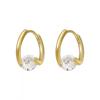 European Geometric Zircon Gold Earrings: Light Luxury for Autumn/Winter