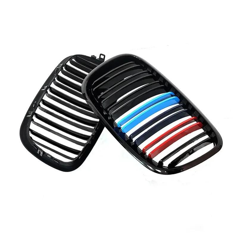 1 Pair Front Grilles For BMW X5/X6 E70 E71 2008-2013 Gloss Matte Black Kidney Grill Carbon Fiber Replacement Front Bumper Grilles