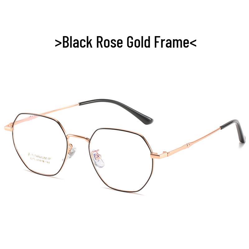 Unisex Polygonal Titanium Eyeglass Frame for High Prescription Myopia with Anti-Blue Light (Model 2275)
