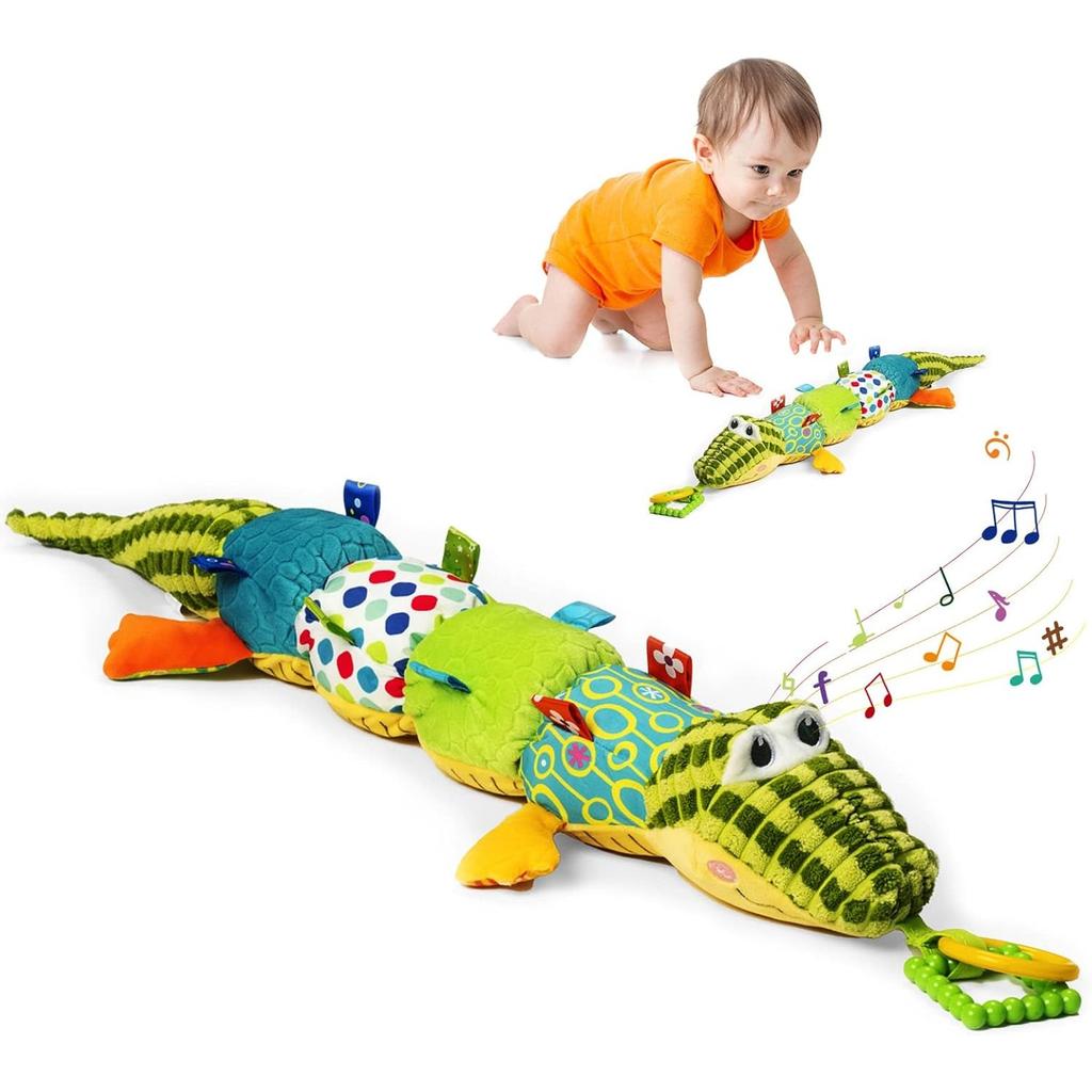 Baby Toys,Tummy Time Baby Toys with Rattles, Crinkle, Newborn Baby Musical Toys for Infant 0 3 6 9 12 Months Boys & Girls-Alligator