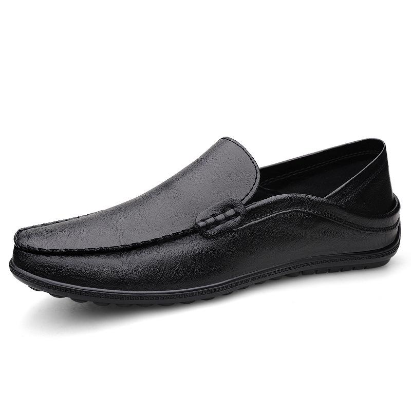 Men's Large-Size Driving Loafers with Collapsible Heel - Soft Leather Casual Shoes