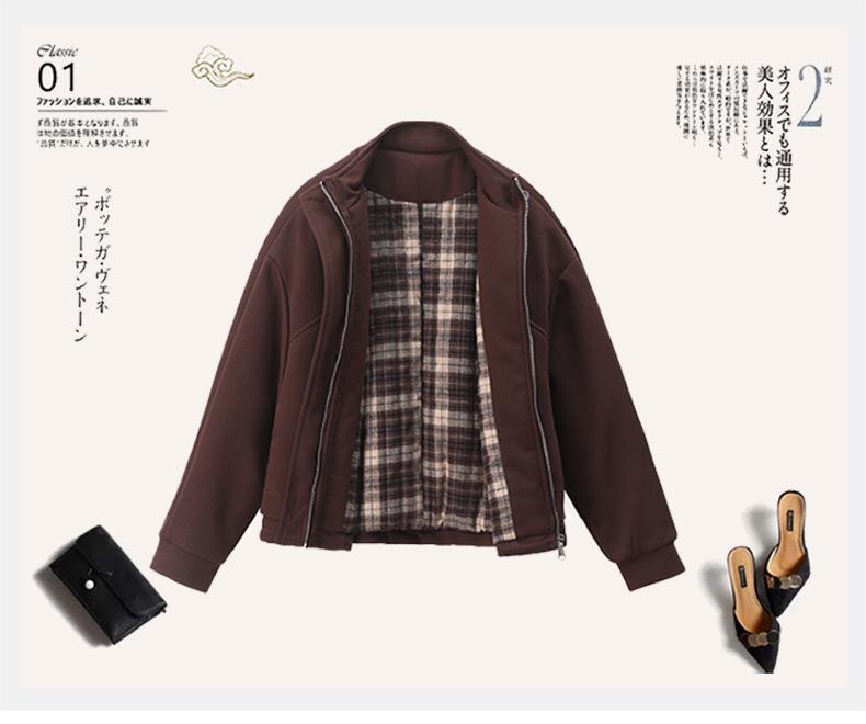 Women's Petite Stand-Up Collar Thickened Coat - 2024 Autumn/Winter Fashionable Loose Fit Casual Top
