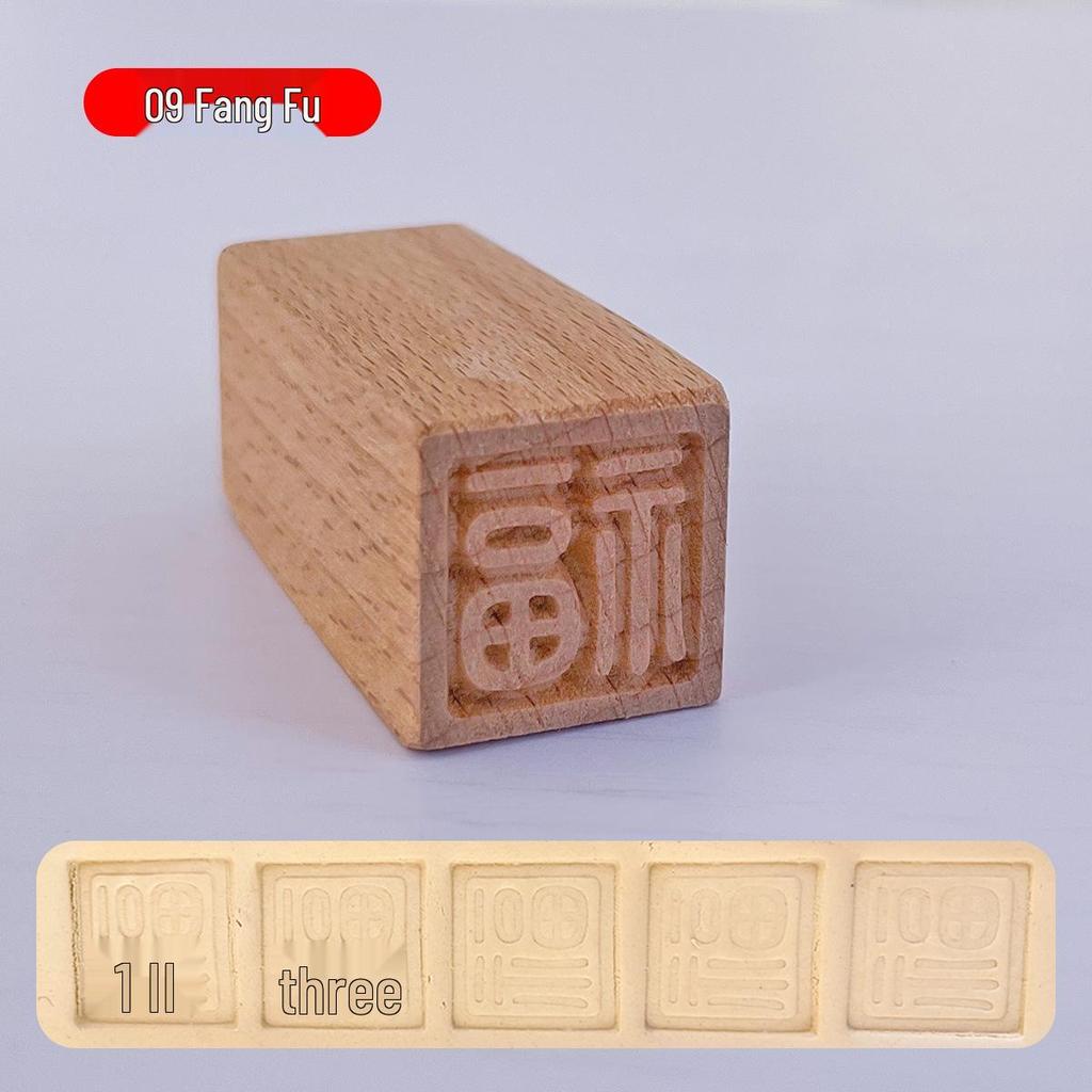 16-Piece Handcrafted Solid Wood Stamps for Clay Sculpting and Cartoon Mooncake Textures