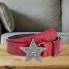 Engraved Belt Carved Punk Waist Belt Star Buckle Retro for Jeans Dress Unsiex