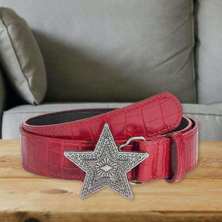 Engraved Belt Carved Punk Waist Belt Star Buckle Retro for Jeans Dress Unsiex