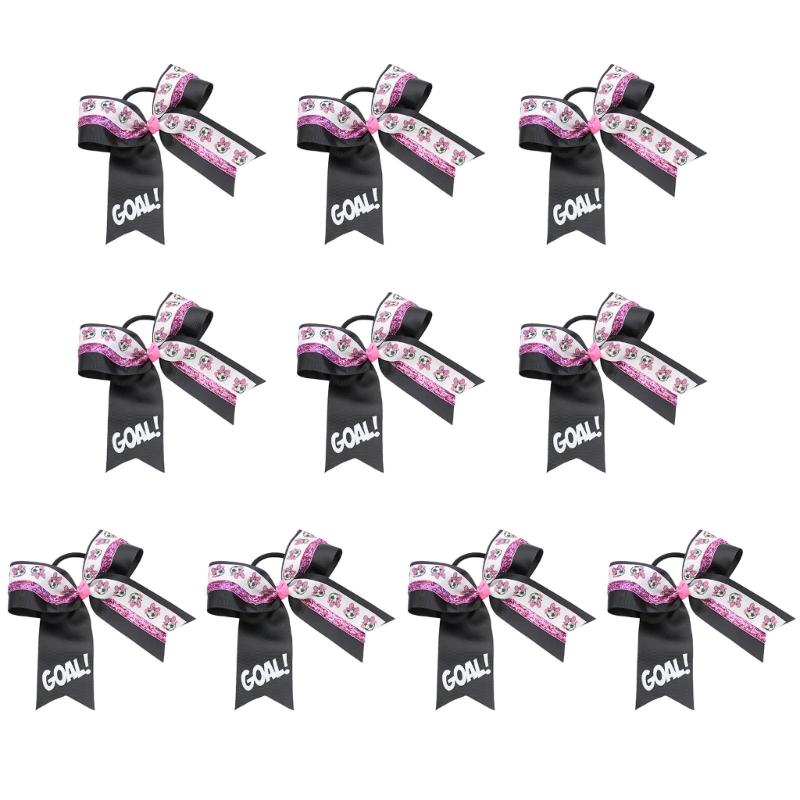 10PCS Soccer Themed Fabric Hair Bowknots Supporter Hair Decorations Perfect For Sports Event And Celebration