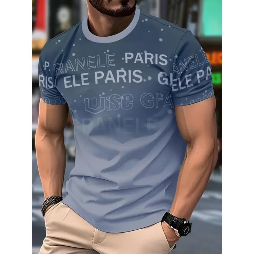 Summer Comfortable Fashionable Men's T-shirt Colorful Fun Printing Soft Comfortable Breathable Round Neck Short Sleeved T-shirt
